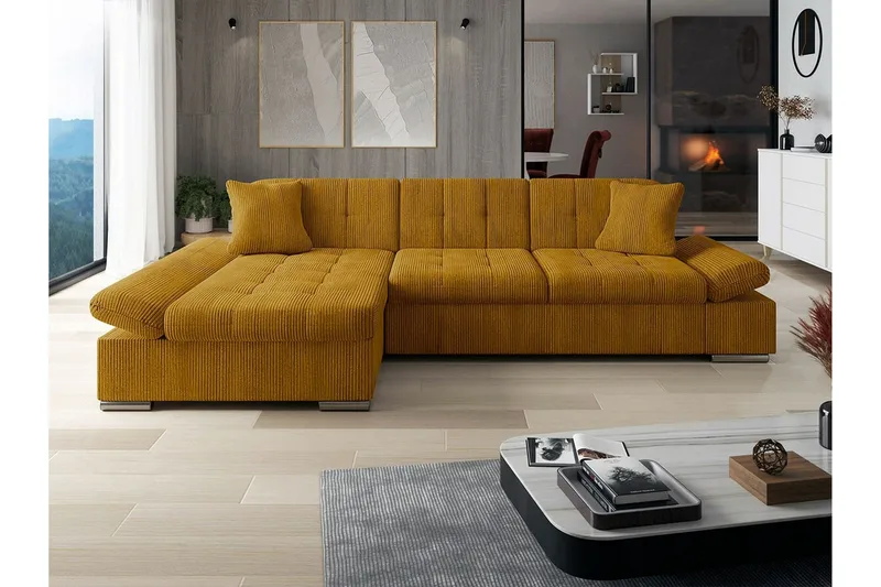 Lomux 3-sits Hörnbäddsoffa Yellow - Møbler - Sofaer - Sovesofaer