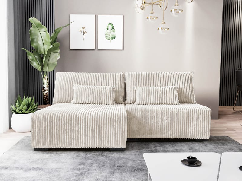 Lorynn 3-seters sovesofa med divan - beige - Møbler - Sofaer - Sovesofaer