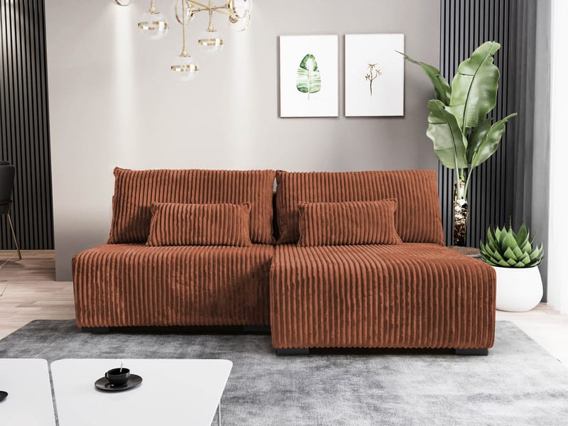 Lorynn 3-seters sovesofa med divan - brun - Møbler - Sofaer - Sovesofaer