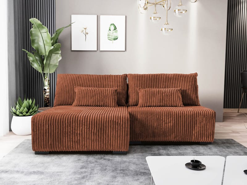 Lorynn 3-seters sovesofa med divan - brun - Møbler - Sofaer - Sovesofaer