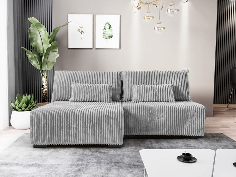 Lorynn 3-seters sovesofa med divan - grå - Møbler - Sofaer - Sovesofaer