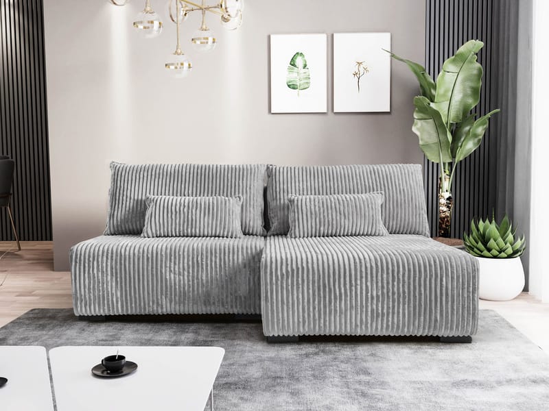 Lorynn 3-seters sovesofa med divan - grå - M øbler - Sofaer - Sovesofaer