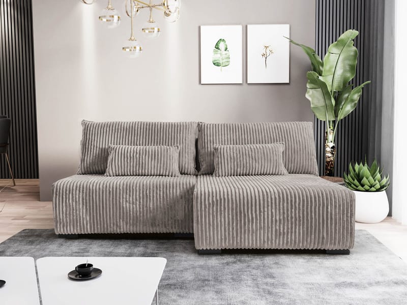 Lorynn 3-seters sovesofa med divan - grå - M øbler - Sofaer - Sovesofaer
