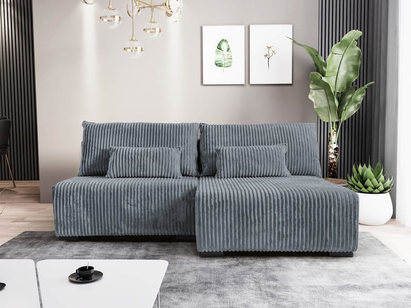 Lorynn 3-seters sovesofa med divan - grå - M øbler - Sofaer - Sovesofaer