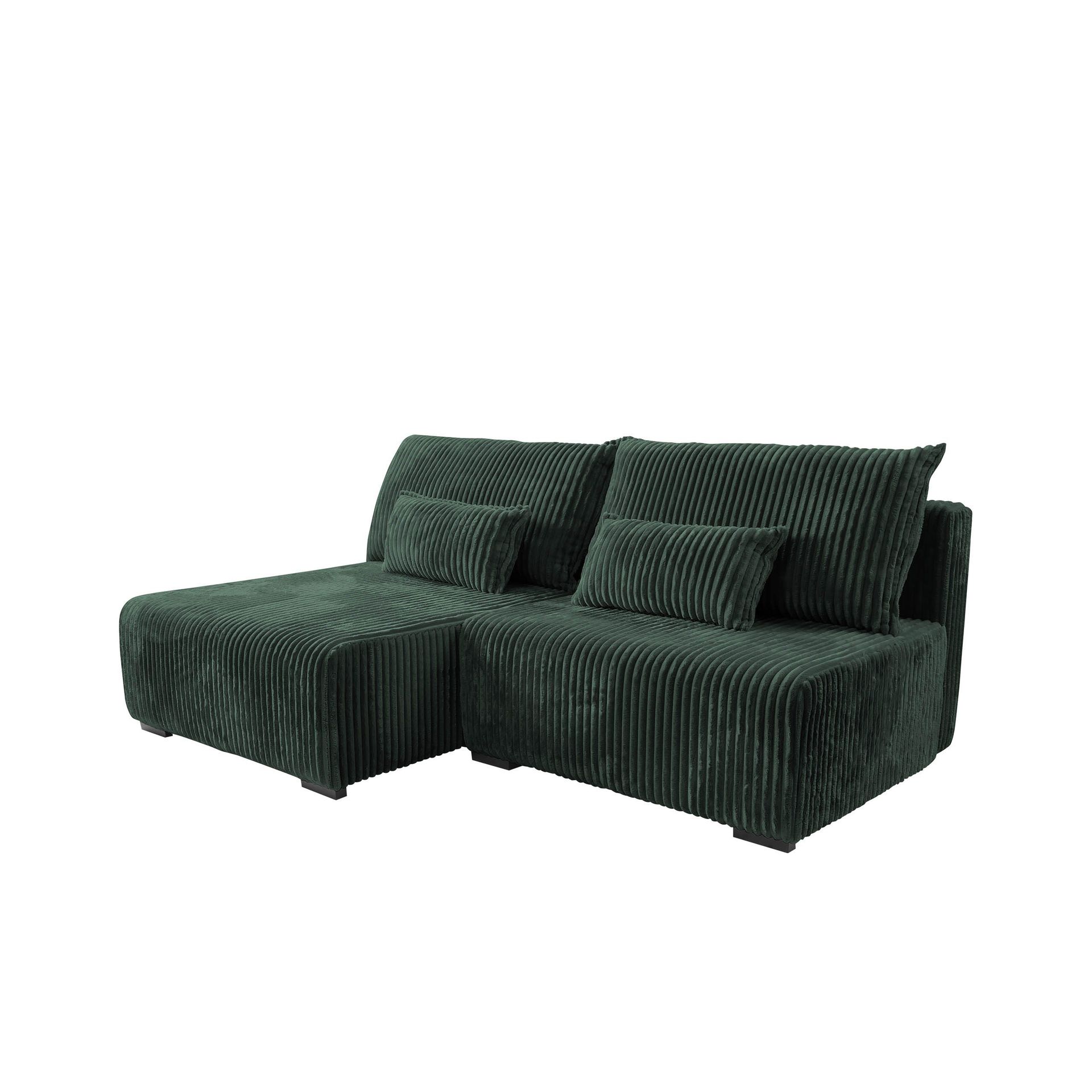 Lorynn 3-seters sovesofa med divan - mørkegrønn