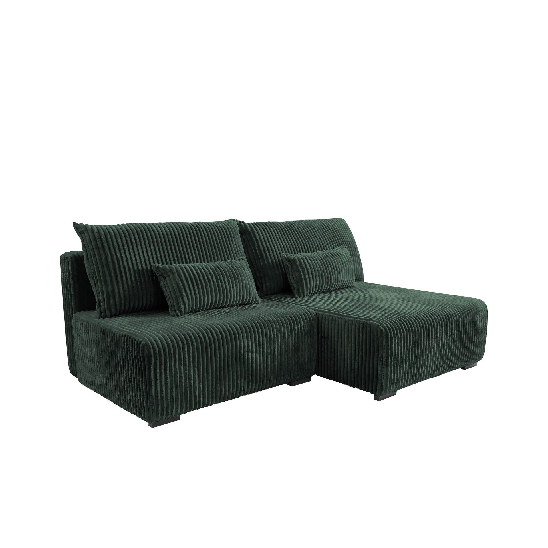 Lorynn 3-seters sovesofa med divan - mørkegrønn