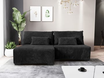 Lorynn 3-seters sovesofa med divan - svart - Møbler - Sofaer - Sovesofaer