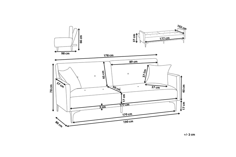 Lucan Sovesofa 178 cm - Beige - Sovesofaer - 3 seters sovesofa