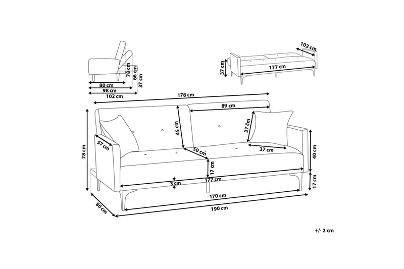 Lucan Sovesofa 178 cm - Blå - Møbler - Sofaer - Sovesofaer