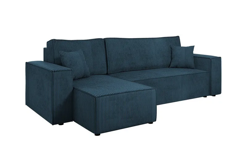 Magston 3-seter Venstre Hjørnesovesofa 125x200 cm med Oppbevaring i Kordfløyel, Blå