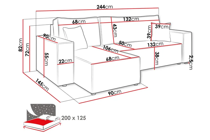 Magston 3-seters Hjørnesovesofa - Grøn - Møbler - Sofaer - Sovesofaer