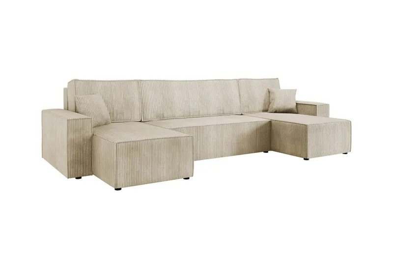 Magston 4-seter Hjørnesovesofa 130x266 cm med Oppbevaring i Manchesterstoff, Beige