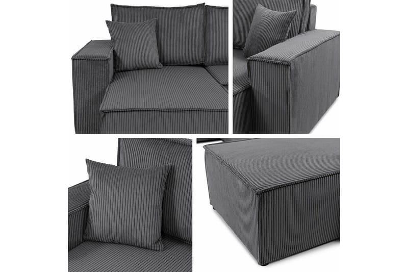 Magston 4-seter Hjørnesovesofa 130x266 cm med Oppbevaring i Manchesterstoff - Blå - Møbler - Sofaer - Sovesofaer