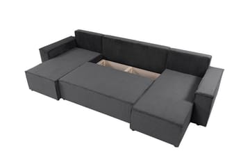 Magston 4-seter Hjørnesovesofa 130x266 cm med Oppbevaring i Manchesterstoff - Blå - Møbler - Sofaer - Sovesofaer
