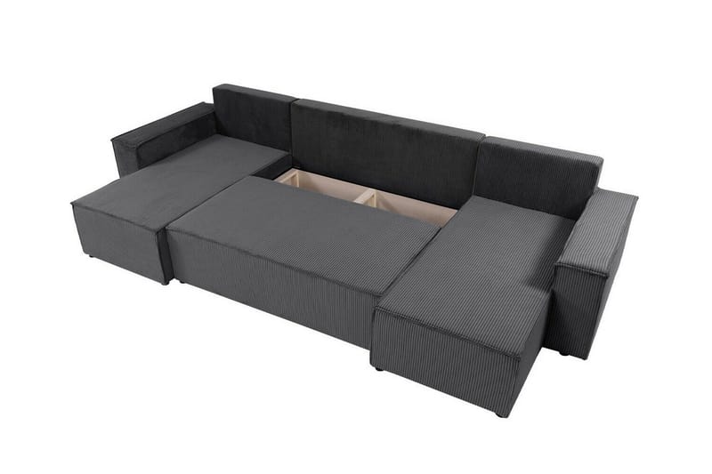 Magston 4-seter Hjørnesovesofa 130x266 cm med Oppbevaring i Manchesterstoff - Blå - Møbler - Sofaer - Sovesofaer
