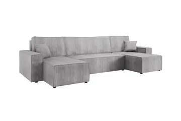 Magston 4-seter Hjørnesovesofa 130x266 cm med Oppbevaring i Manchesterstoff - Grå - Møbler - Sofaer - Sovesofaer