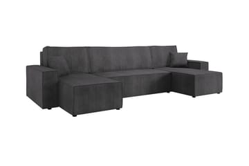Magston 4-seter Hjørnesovesofa 130x266 cm med Oppbevaring i Manchesterstoff - Grå - Møbler - Sofaer - Sovesofaer