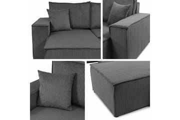 Magston 4-seter Hjørnesovesofa 130x266 cm med Oppbevaring i Manchesterstoff - Grå - Møbler - Sofaer - Sovesofaer