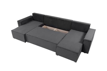 Magston 4-seter Hjørnesovesofa 130x266 cm med Oppbevaring i Manchesterstoff - Grå - Møbler - Sofaer - Sovesofaer