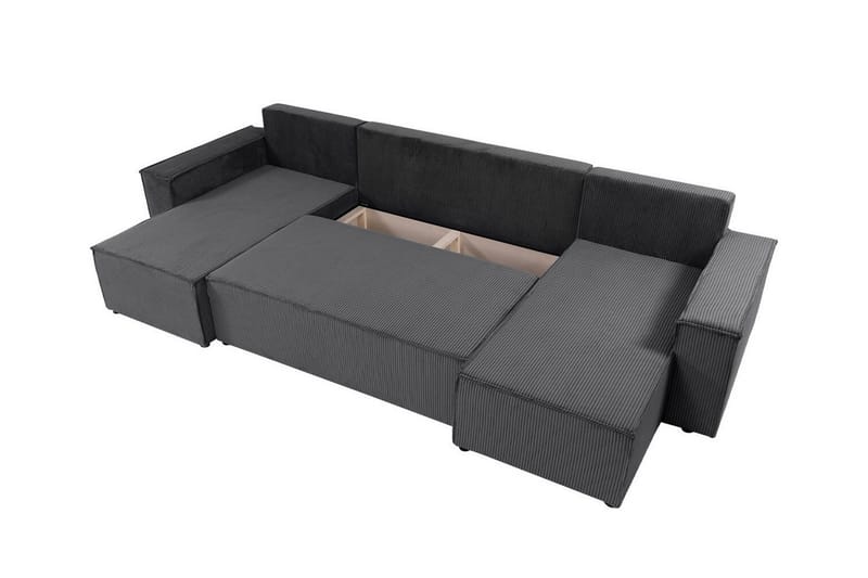 Magston 4-seter Hjørnesovesofa 130x266 cm med Oppbevaring i Manchesterstoff - Grå - Møbler - Sofaer - Sovesofaer