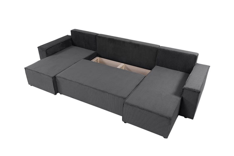 Magston 4-seter Hjørnesovesofa 130x266 cm med Oppbevaring i Manchesterstoff - Grå - Møbler - Sofaer - Sovesofaer