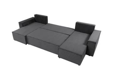 Magston 4-seter Hjørnesovesofa 130x266 cm med Oppbevaring i Manchesterstoff - Grå - Møbler - Sofaer - Sovesofaer
