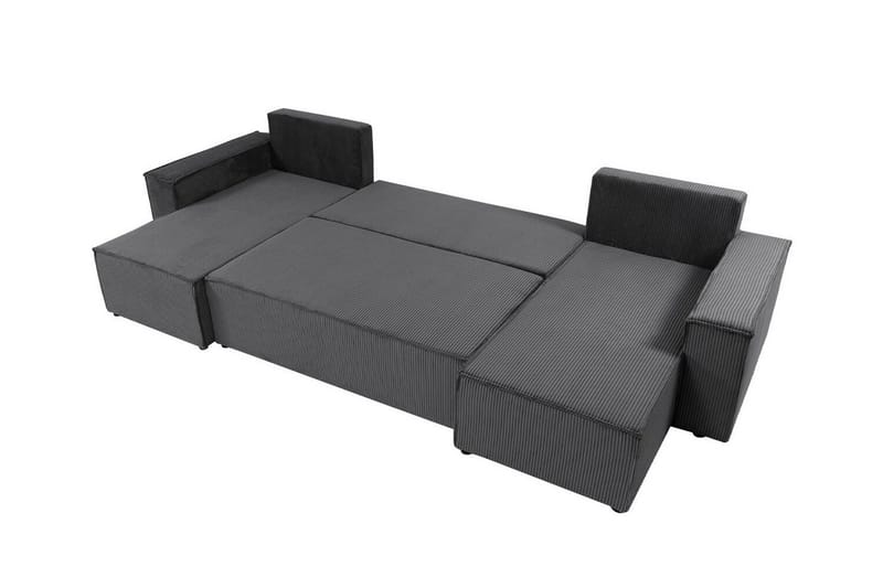 Magston 4-seter Hjørnesovesofa 130x266 cm med Oppbevaring i Manchesterstoff - Grå - Møbler - Sofaer - Sovesofaer