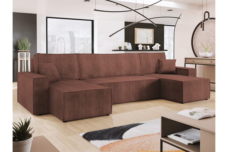 Magston 4-seters Hjørnesovesofa - Brun - Møbler - Sofaer - Sovesofaer
