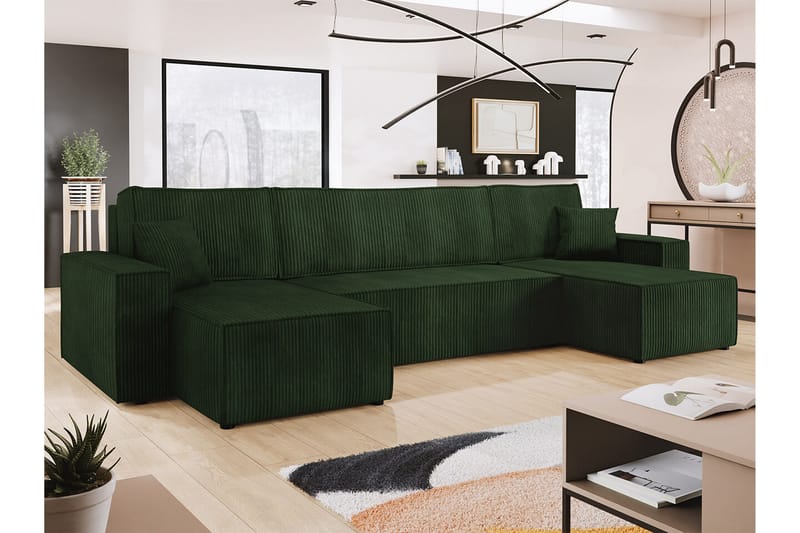 Magston 4-seters Hjørnesovesofa - Grøn - Møbler - Sofaer - Sovesofaer
