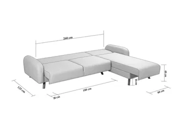Malkiat 3-seter Høyre L-formet Hjørnesovesofa i Stoff med Tremben - Lysebeige - Møbler - Sofaer - Sovesofaer