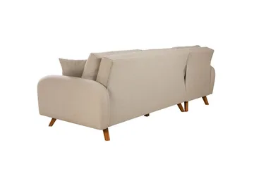 Malkiat 3-seter Høyre L-formet Hjørnesovesofa i Stoff med Tremben - Lysebeige - Møbler - Sofaer - Sovesofaer