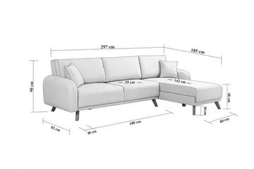 Malkiat 3-seter Høyre L-formet Hjørnesovesofa i Stoff med Tremben - Lysebeige - Møbler - Sofaer - Sovesofaer