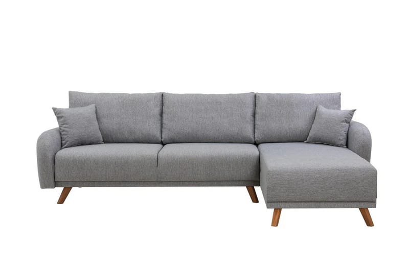 Malkiat 4-seter Høyre Hjørnesovesofa med Sjeselong 125x260 cm i Stoff, Grå