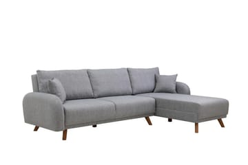 Malkiat 4-seter Høyre Hjørnesovesofa med Sjeselong 125x260 cm i Stoff - Grå - Møbler - Sofaer - Sovesofaer