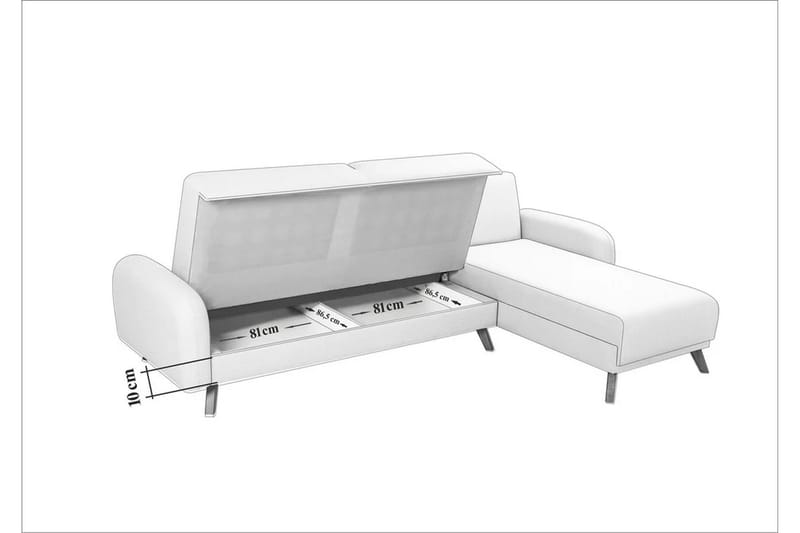 Malkiat 4-seter Høyre Hjørnesovesofa Utrettbar 125x260 cm med Oppbevaring i Stoff - Grå - Møbler - Sofaer - Sovesofaer