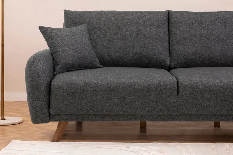 Malkiat 4-seter Høyre Hjørnesovesofa Utrettbar 125x260 cm med Oppbevaring i Stoff - Grå - Møbler - Sofaer - Sovesofaer