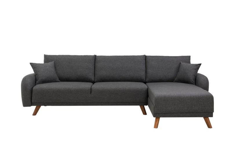 Malkiat 4-seter Høyre Hjørnesovesofa Utrettbar 125x260 cm med Oppbevaring i Stoff, Grå