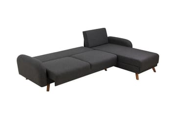 Malkiat 4-seter Høyre Hjørnesovesofa Utrettbar 125x260 cm med Oppbevaring i Stoff - Grå - Møbler - Sofaer - Sovesofaer