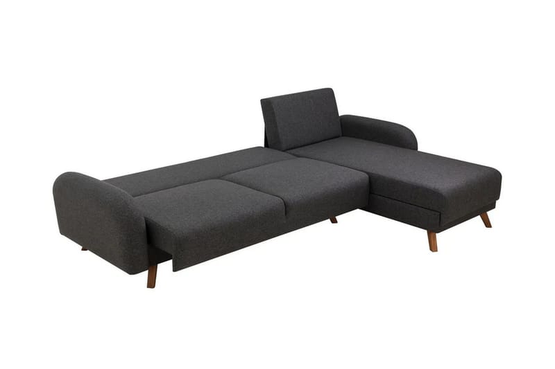 Malkiat 4-seter Høyre Hjørnesovesofa Utrettbar 125x260 cm med Oppbevaring i Stoff - Grå - Møbler - Sofaer - Sovesofaer