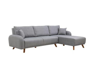 Malkiat 4-seter Høyre L-formet Hjørnesovesofa 125x260 cm med Oppbevaring i Stoff - Grå - Møbler - Sofaer - Sovesofaer