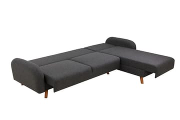 Malkiat 4-seter Høyre L-formet Hjørnesovesofa 125x260 cm med Oppbevaring i Stoff - Grå - Møbler - Sofaer - Sovesofaer
