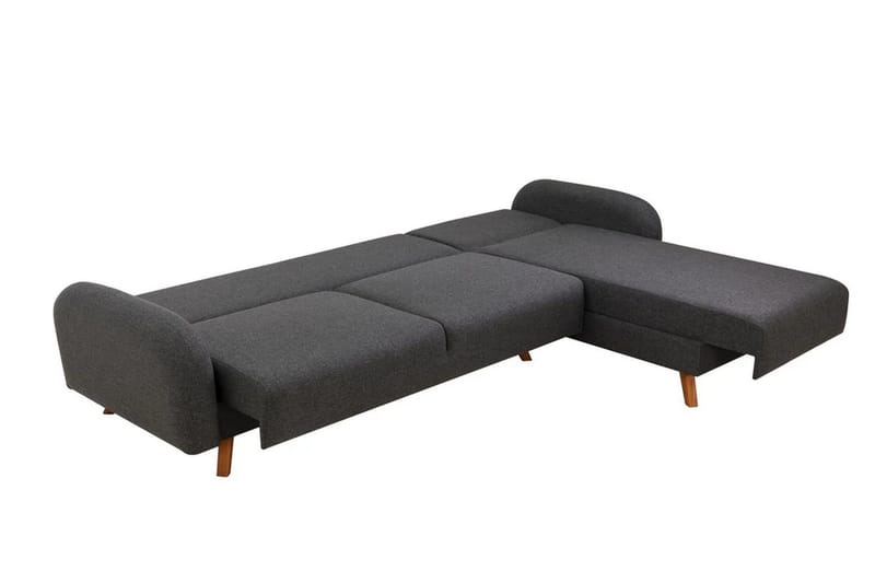Malkiat 4-seter Høyre L-formet Hjørnesovesofa 125x260 cm med Oppbevaring i Stoff - Grå - Møbler - Sofaer - Sovesofaer
