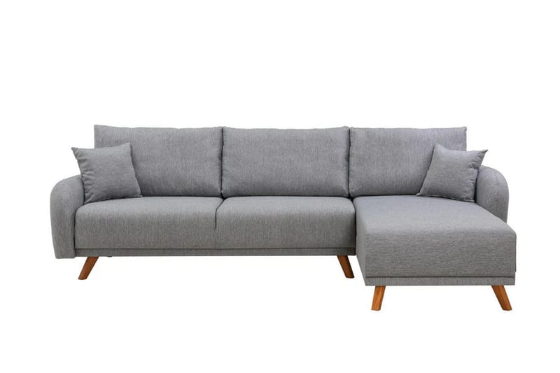Malkiat 4-seter Høyre L-formet Hjørnesovesofa 125x260 cm med Oppbevaring i Stoff, Grå