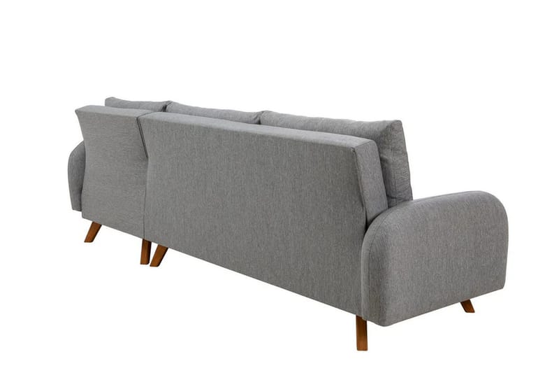 Malkiat 4-seter Høyre L-formet Hjørnesovesofa 125x260 cm med Oppbevaring i Stoff - Grå - Møbler - Sofaer - Sovesofaer