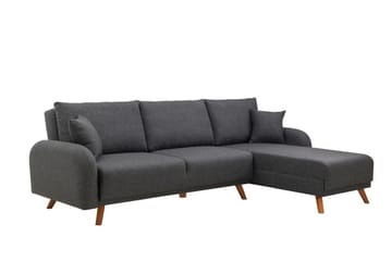 Malkiat 4-seter Høyre L-formet Hjørnesovesofa 125x260 cm med Oppbevaring i Stoff - Grå - Møbler - Sofaer - Sovesofaer