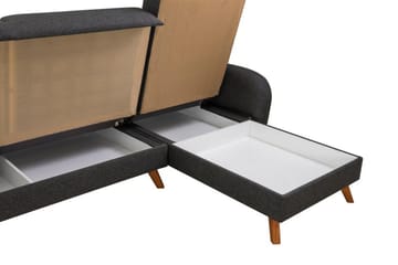 Malkiat 4-seter Høyre L-formet Hjørnesovesofa 125x260 cm med Oppbevaring i Stoff - Grå - Møbler - Sofaer - Sovesofaer