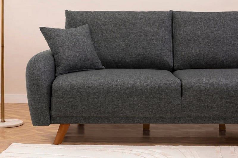 Malkiat 4-seter Høyre L-formet Hjørnesovesofa 125x260 cm med Oppbevaring i Stoff - Grå - Møbler - Sofaer - Sovesofaer
