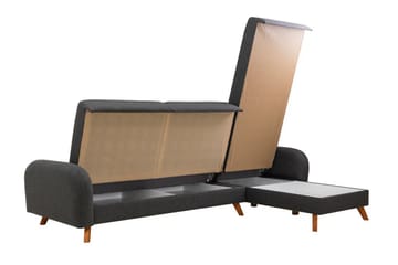 Malkiat 4-seter Høyre L-formet Hjørnesovesofa 125x260 cm med Oppbevaring i Stoff - Grå - Møbler - Sofaer - Sovesofaer