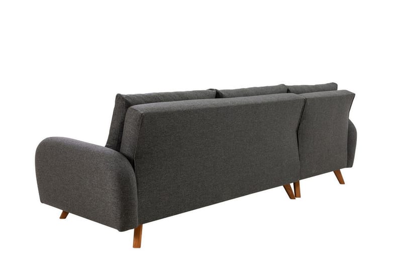 Malkiat 4-seter Høyre L-formet Hjørnesovesofa 125x260 cm med Oppbevaring i Stoff - Grå - Møbler - Sofaer - Sovesofaer
