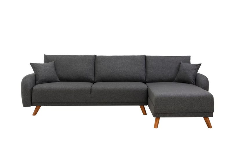 Malkiat 4-seter Høyre L-formet Hjørnesovesofa 125x260 cm med Oppbevaring i Stoff, Grå